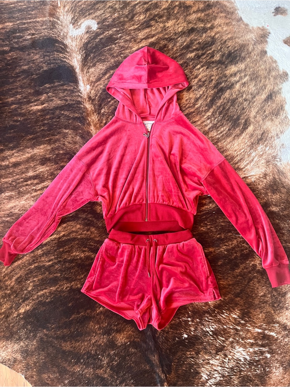 Aeropostale Zip Hoodie & Short Set - Red